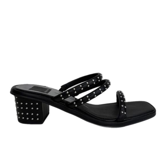 Dolce Vita Shoes - Dolce Vita Studded Black Slip On Square Toe Heeled Sandals - Women's Size 6.5